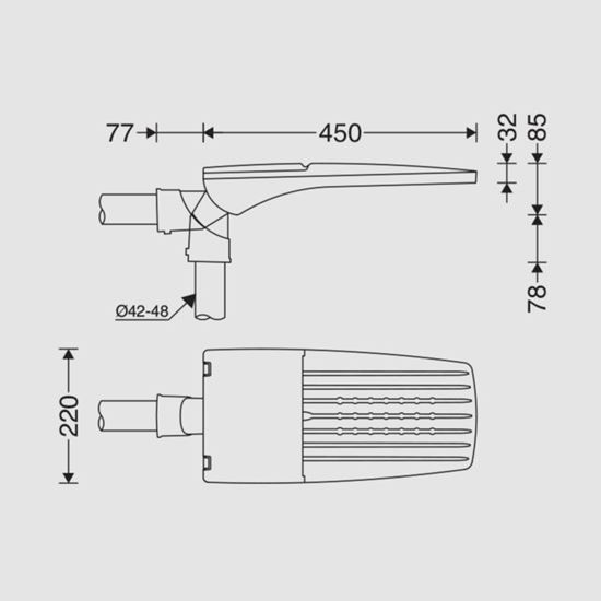 تصویر  چراغ معابری آستريا M - چراغ LED معابري(IP66) با توان 37 وات 4500 لومن و دماي رنگ نور 3000 كلوين